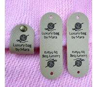 10-100pcs Custom Handmade Leather Labels With Rivet, Personalised Tags For Crochet And Knits Projects, DIY Name/Icon Labels For Clothes, 60 * 20mm