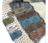 10-100pcs Customised Handmade Leather Tags Personalised Content Embossed Tags 2.5 * 0.5in with Rivets for Knitting and Crochet Suitable for DIY On All Kinds of Jeans Bags Shoes Hats