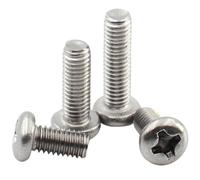 10-100pcs M1 M1.2 M1.6 M2 M2.5 M3 M4 M5 M6 M8 A2 304 Stainless steel Cross Round Pan Head Machine Screw Bolt DIN7985(18mm,M2 (100pcs))