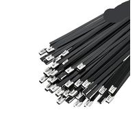 10-100PCS Metal Black Stainless Steel Cable Ties 4.6mm Zip Heavy Duty Locking Wire for Exhaust Pipe Binding(100PCS,4.6x400mm)