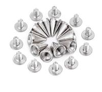 10/100Pcs Silver Rivets Cone Studs Screwback Metal Spike DIY Cool Punk Garment Round Nail Rivet Decoration for Clothes Shoes Bag(7x14MM,20PCS)