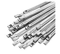 10/100pcs Stainless Steel Cable Ties 5mm Heavy Duty Self-Locking Zip Tie Multi-Purpose Metal Exhaust Wrap Locking(5x200mm,20pcs)
