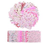 10 * 10cm Fabric Squares, 50 Pcs Patchwork Bundles, Cotton Quilting Supplies, Precut Quarters Fabric Scraps, Floral Pattern Craft for DIY Scrapbook Crafting Sewing (Pink)