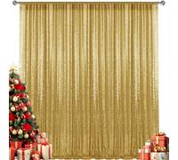 10×10FT Gold Sequin Backdrop Curtain, Photography Backdrop Glitter Curtains Fabric Background for Wedding Party Decor