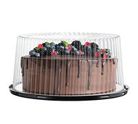 10-11" Plastic Disposable Cake Containers Carriers with Dome Lids and Cake Boards | 5 Round Cake Carriers for Transport | Clear Bundt Cake Boxes Cover | 2-3 Layer Cake Holder Display Containers