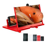 10/12/14/16/18/20'' Phone Screen Magnifier, Screen Magnifier for Smartphone, Portable 3D Magnifying Screenn for Elderly, Foldable Mobile Screenn Magnifiers for Travel and Home (Red,12'')