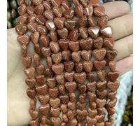 10 12 14 16 20mm Natural Heart Shape Agates Quartz Jades Turquoises Hematite Loose Spacer Beads for Jewelry Making DIY Bracelet-Gold Sand-12mm 15pcs Beads