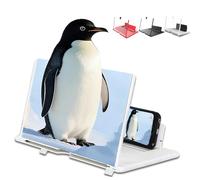 10" 12" 14" 16" Mobile Phone Screen Magnifier, 3d Curved Screen Magnifier for Smartphones, Cell Phone Magnifying Projector Screen Enlarger with Foldable Stand (White, 14")