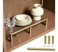 10 12 16 24 in Gold Shelf Guardrail for Shelf, Gallery Shelf Rail for Kitchen Storage Cabinet, Floating Shelves Guard Rail Fence and Holders(35in/90cm)