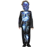 (10-12 Years, Black/Blue) Smiffys Childrens/Kids Robotic Skeleton Halloween Costume