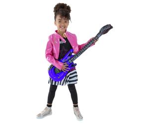 (10-12 Years, Black/Pink) Smiffys Girls Rockstar Glam Costume Set