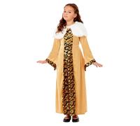 (10-12 Years, Gold/Black) Smiffys Girls Deluxe Medieval Countess Costume Set