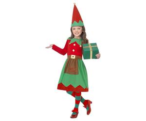 (10-12 Years, Red/Green) Smiffys Girls Santa's Little Helper Elf Christmas Costume Set
