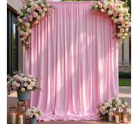 10×12ft Wrinkle Free Pink Backdrop Curtain for Wedding Parties, 2 Panels 5×12ft Long Soft Silky Polyester Backdrop Drapes Baby Pink Photo Back Drop Curtains for Party Photography Background Cloth