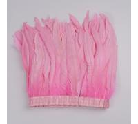 10-12inch 2Yard Pink Long Rooster Tail Feather Fringe Trim for DIY Sewing Craft,Stage Performance,Themed Party Décor