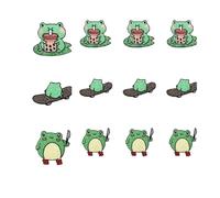 10/12PCS Handmade Animated Embroidery Patches for Clothing - Iron-On Frogs Stickers for DIY Projects(K)