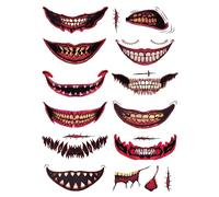 10 /12pcs Horror Realistic Fake Big Mouths Temporary Tattooed Sticker Halloween Masquerade Prank Makeup Props Halloween Tattooed Stickers Face