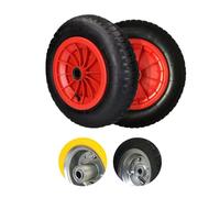10" & 14" Pneumatic Sack Truck Tyres - Trolley Wheel Barrow Tyre Wheels Anti-Slip Grip Black Yellow Red | Emergency Replacement Tyre - Strong Durable Long Lasting (Red Tyre X 4)