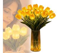 10/15/20 PCS Radiant Romantic Tulip Light with Vase, Never Fade Twinkling Tulips Tree, LED Artificial Flowers Ambient Night Lamp, Gentle Lighting for Bedroom Bedside Decor and Gift (Yellow*20PCS)