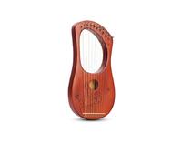10/16-Note Mini Lyre Harp - Portable Musical Instrument for Beginners, Lute Shaped with Lotus Pattern Design, Compact Boxed Lyre for Home & Travel(Brown,10Note)