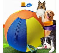 10/18/22" Calming Jumbo Ball for Dogs Durable Tear-Resistant Inflatable Tough Herding for Play Exercise Toy with Heavy-Duty Handle Cover & Pump Fun Doggy Herding Dog Giant Tennis (Large (22 inches))