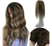 10-18" Straight Human Hair Toppers for Women 13×13cm Large-area Simulation Scalp Mono Base Hair Pieces with 4 Clips Hand-Tied Brazilian Hair Toppers(10 Inches)