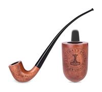 10.2''/26cm Long Churchwarden wood Tobacco Pipe - Mjolnir - Thor's Hammer engraving, for 9mm Filter, Velvet Pouch Gift, Only for Tobacco Use