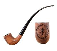 10.2''/26cm Long pear wood Tobacco Pipe with Tolkien's Symbol for 9mm Filter with Velvet Pouch Gift, Only for Tobacco Use