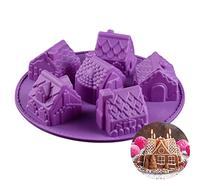 10.2'' Christmas Gingerbread House Silicone Baking Molds, FantasyDay Pans Anniversary Birthday Tray-Wedding Festival Party Silicone Cake Mold for Muffin Brownie Cornbread Candy Chocolates Butter