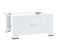 vidaXL Washing Machine Pedestal with Drawer - White, Steel, 100 kg Capacity, Rubberised Non-Slip Feet, 63 x 55 x 32.5 cm Dimensions