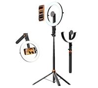 10.2" Magnetic Ring Light with 76" Tripod, 5000mAh Rechargeable LED Selfie Ring Light for Mag Safe Phone, Phone Stand with 3000K-6500K Lighting for Video Recording, Streaming, TikTok, YouTube