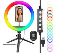10.2" RGB LED Ring Light for Live Streaming - Adjustable Color Modes, Phone Holder, Desktop Tripod Stand, Beauty Fill Light for TikTok, YouTube, Makeup, Photography, Zoom, Selfies