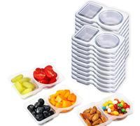 10/20/25/30Pcs Reusable Snack Containers, Reusable Snack Pots 2 Compartments, Mini Plastic Pots with Lids for Sauce Cup (20)