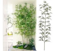 10 20 30 40 50 60 70 80 Pieces Artificial Bamboo Trees Indoor Outdoor for Landscaping, Privacy Plants Removable Fake Bamboo Stems With Leaves(90cm H,50 Pole)