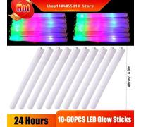 10/20/30/40/50/60pcs LED Glow Sticks Colorful RGB Glow Foam Stick for Christmas Birthday Wedding Glow in The Dark Party Supplies One Size 40PCS