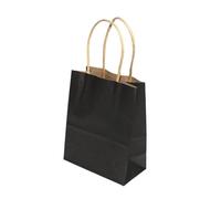 10/20/30/50pcs Mini Small Kraft Paper Bag with Handles Festival Gift Bag Candy Bags Birthday Party Bags for Birthday Wedding Sweets(Black,12X15X6CM (MINI)_50PCS)