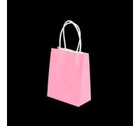 10/20/30/50pcs Mini Small Kraft Paper Bag with Handles Festival Gift Bag Candy Bags Birthday Party Bags for Birthday Wedding Sweets(Pink,12X15X6CM (MINI)_50PCS)