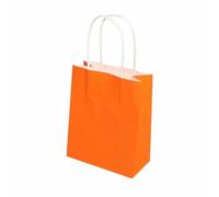 10/20/30/50pcs Mini Small Kraft Paper Bag with Handles Festival Gift Bag Candy Bags Birthday Party Bags for Birthday Wedding Sweets(Orange,12X15X6CM (MINI)_30PCS)