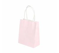 10/20/30/50pcs Mini Small Kraft Paper Bag with Handles Festival Gift Bag Candy Bags Birthday Party Bags for Birthday Wedding Sweets(Light pink,12X15X6CM (MINI)_10PCS)