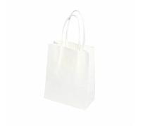 10/20/30/50pcs Mini Small Kraft Paper Bag with Handles Festival Gift Bag Candy Bags Birthday Party Bags for Birthday Wedding Sweets(White,12X15X6CM (MINI)_30PCS)