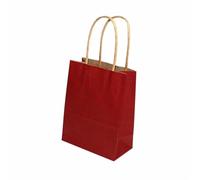 10/20/30/50pcs Mini Small Kraft Paper Bag with Handles Festival Gift Bag Candy Bags Birthday Party Bags for Birthday Wedding Sweets(Red,12X15X6CM (MINI)_50PCS)
