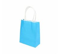 10/20/30/50pcs Mini Small Kraft Paper Bag with Handles Festival Gift Bag Candy Bags Birthday Party Bags for Birthday Wedding Sweets(Sky blue,12X15X6CM (MINI)_10PCS)