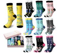 10/20/30 Pairs Christian Socks with Inspirational Words Flower Religious Gifts Jesus Bible Verse Socks for Men Women Pastor, Multicolor, One Size