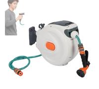 10/20/30m Automatic Retractable Hose Reel, Wall Mounted Garden Hose Reel with 6 Pattern Spraying Modes, 180° Swivel Bracket, Slow Retraction, for Car Washing, Yard Cleaning and Pet Bathing(10m)