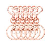 10/20/40PCS Metal Heart Shaped Keychain Lobster Clasp Swivel Hook Flat Key Ring for DIY Crafts Lanyard Keychains Bag Pendants(Rose Golden,40PCS)