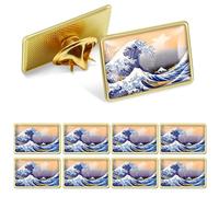 10/20/50/100 Pack The Great Wave off Kanagawa Enamel Lapel Pins Badge World Famous Oil Paintings Series Brooch Sea Artwork Gifts for Women Men souvenir, 2x3cm, Metal, no gemstone
