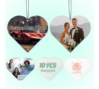 10/20/50/100 Pcs Personalised Car Air Freshener with Picture Logo Bulk Custom Double Sided Photo Text Air Freshener for Car Wardrobe Bedroom Bathroom Hanging Ornaments (Heart-Shaped, One Size)