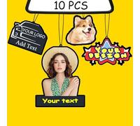 10/20/50/100Pcs Custom Logo Air Freshener for Car Bulk,Wholesale Personalized Double-Sided Car Air Fresheners with Photo Text Logo (10Pcs Crop)