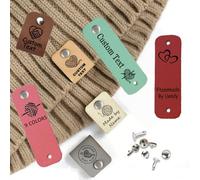 10/20/50/100PCS Handmade with Love Tags, Personalised Name Tags for Clothes with Rivet, Custom Leather Tags for Handmade Items Personalised Labels for Crochet and Knits Projects (A2.5 * 0.8)