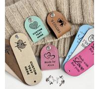 10/20/50/100PCS Handmade with Love Tags, Personalised Name Tags for Clothes with Rivet, Custom Leather Tags for Handmade Items Personalised Labels for Crochet and Knits Projects (B2.5 * 0.8)